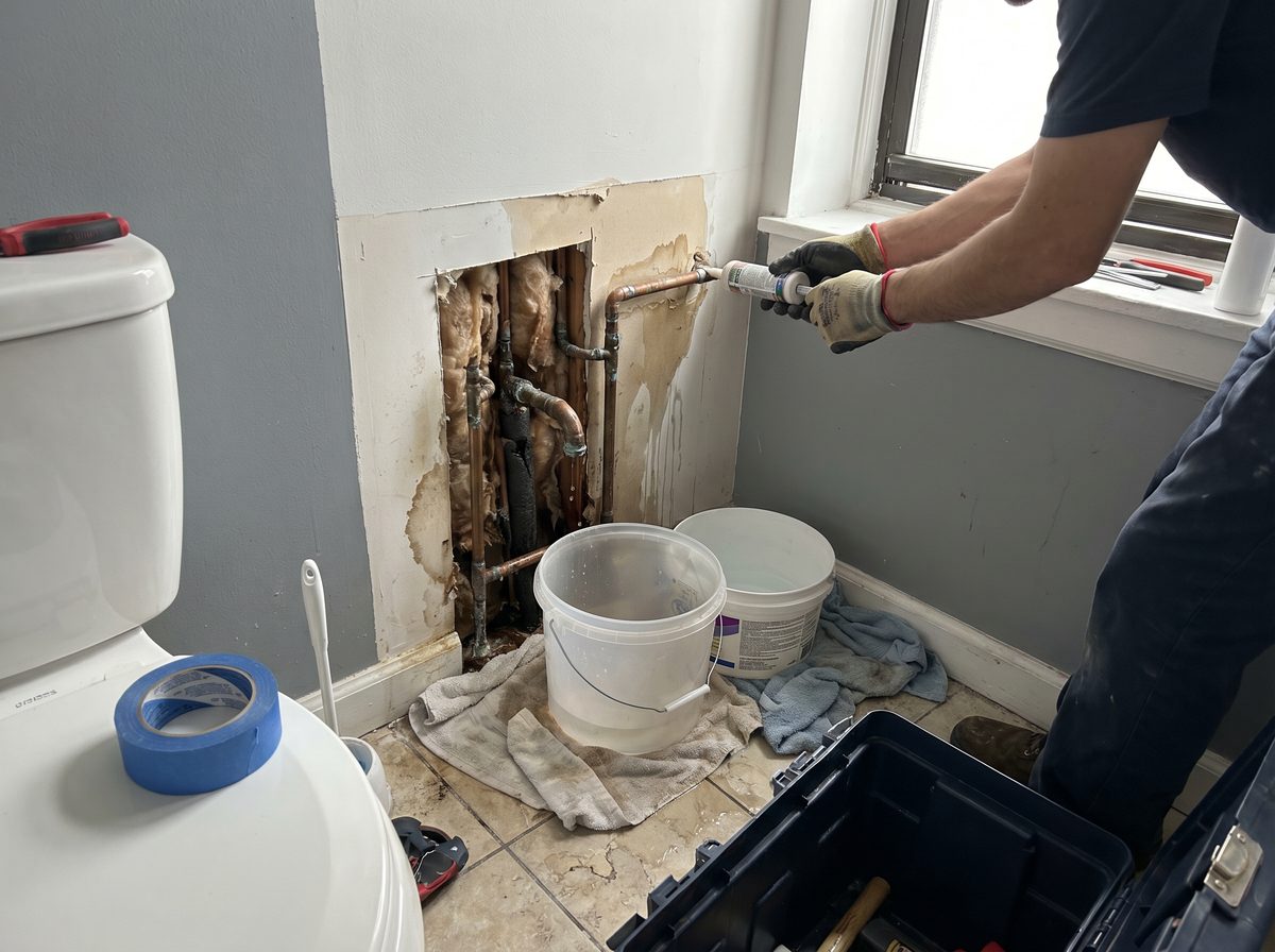 Structural drying equipment in a residential space