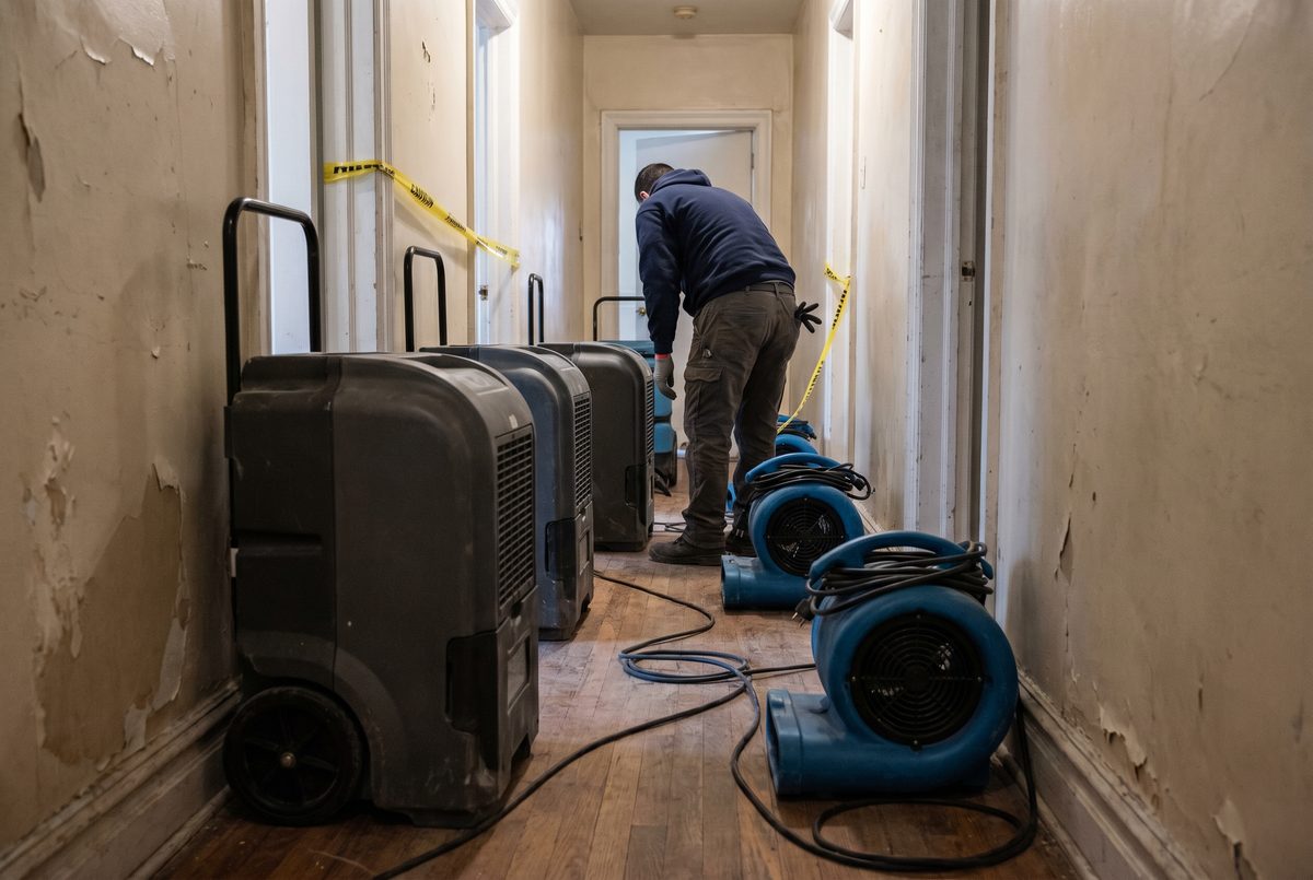 Water extraction and cleanup in an apartment